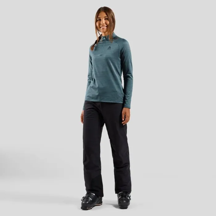 Odlo Mid Layers and Longsleeves The Essentials Ceramiwarm Half Zip Mid Layer Provincial Blue Melange 8211 Women