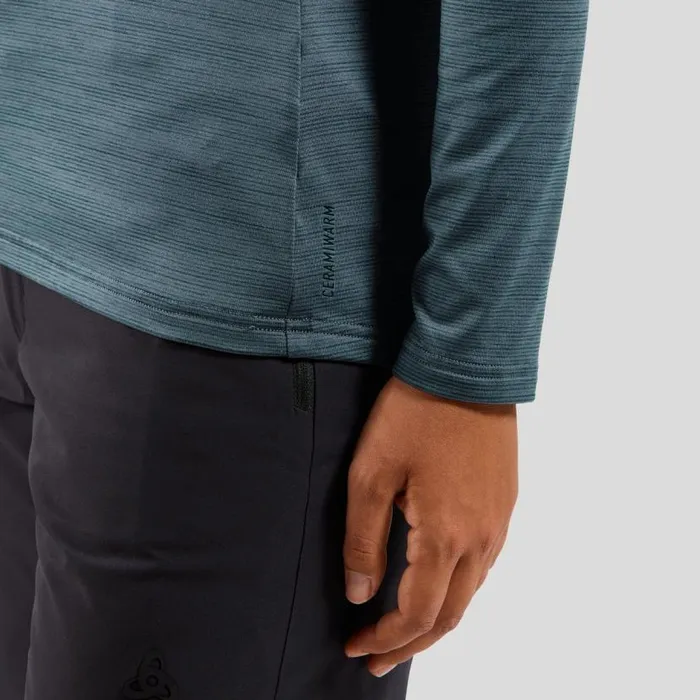 Odlo Mid Layers and Longsleeves The Essentials Ceramiwarm Half Zip Mid Layer Provincial Blue Melange 8211 Women