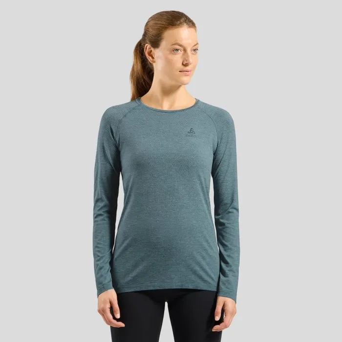 Odlo Mid Layers and Longsleeves The Essentials Seamless Long Sleeve Running TShirt Provincial Blue Melange 8211 Women Odlo Mid Layers and Longsleeves The Essentials Seamless Long Sleeve Running TShirt Provincial Blue Melange 8211 Women