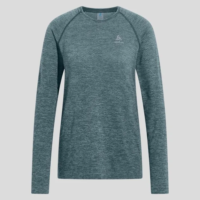 Odlo Mid Layers and Longsleeves The Essentials Seamless Long Sleeve Running TShirt Provincial Blue Melange 8211 Women
