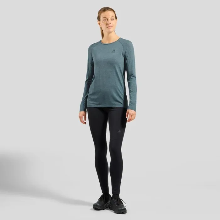 Odlo Mid Layers and Longsleeves The Essentials Seamless Long Sleeve Running TShirt Provincial Blue Melange 8211 Women