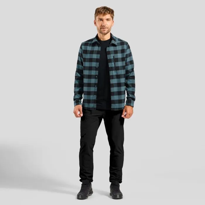 Odlo Mid Layers and Longsleeves The Halden Long Sleeve Black 8211 Provincial Blue 8211 Men