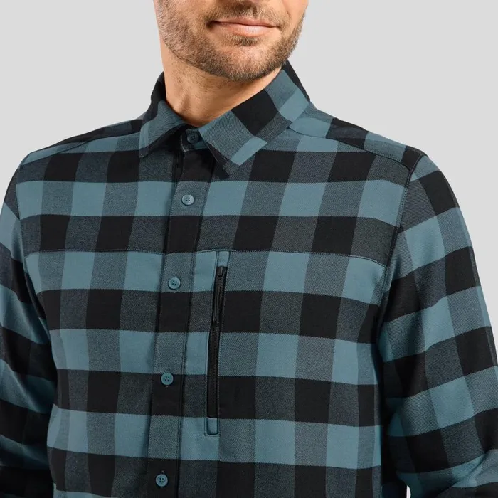 Odlo Mid Layers and Longsleeves The Halden Long Sleeve Black 8211 Provincial Blue 8211 Men