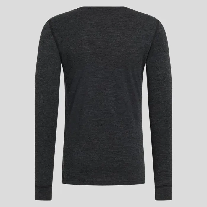 Odlo Mid Layers and Longsleeves The Merino 200 Print Warm Long Sleeve TShirt Dark Grey Melange 8211 Men