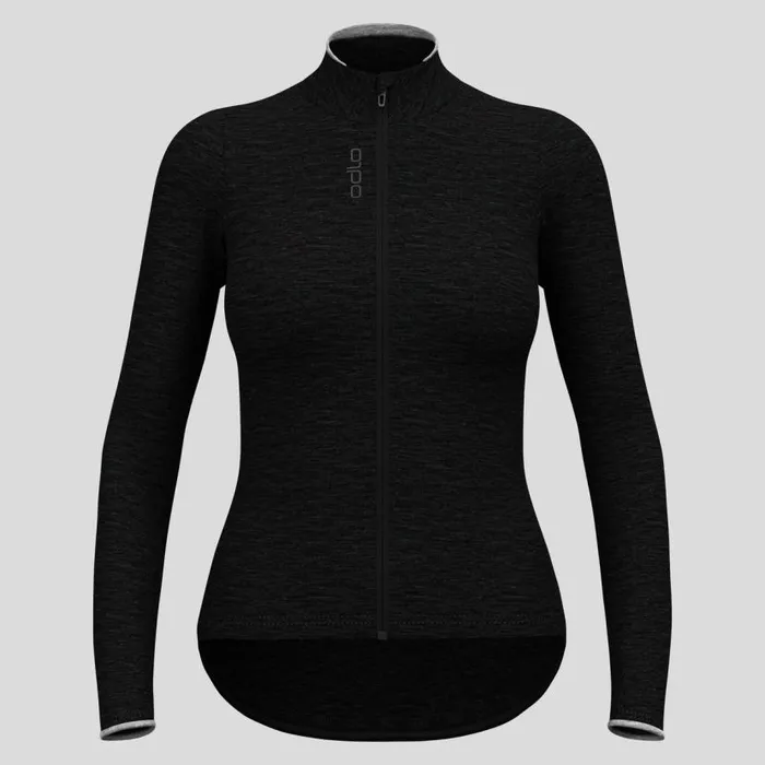 Odlo Mid Layers and Longsleeves The Performance Wool Long Sleeve Cycling Jersey Black 8211 Women