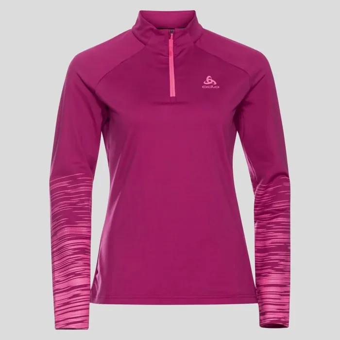 Odlo Mid Layers and Longsleeves The Sesvenna Graphic HalfZip Mid Layer Festival Fuchsia 8211 Women