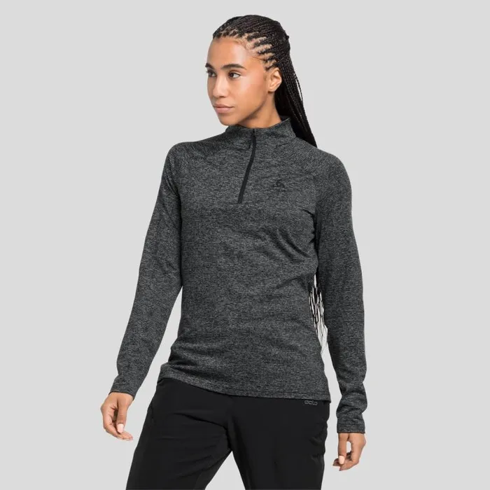 Odlo Mid Layers and Longsleeves The Sesvenna HalfZip Mid Layer Black Melange 8211 Women Odlo Mid Layers and Longsleeves The Sesvenna HalfZip Mid Layer Black Melange 8211 Women