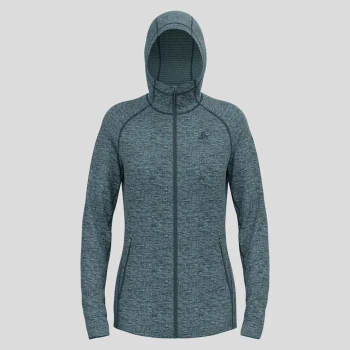 Odlo Mid Layers and Longsleeves The Tencia FullZip Hoody Provincial Blue Melange 8211 Women Odlo Mid Layers and Longsleeves The Tencia FullZip Hoody Provincial Blue Melange 8211 Women