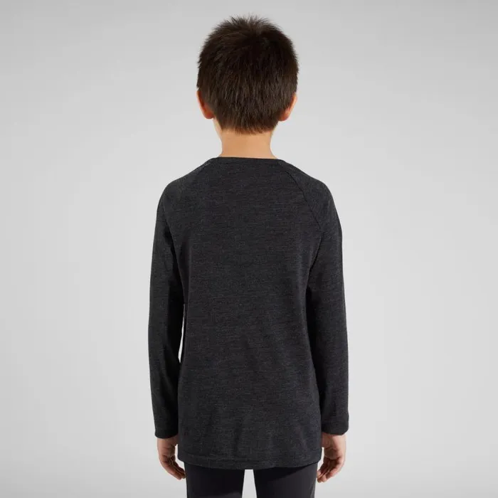 Odlo Mid Layers and Longsleeves The Weact 039 Collection Merino Print Warm Long Sleeve TShirt Dark Grey Melange 8211 Kids