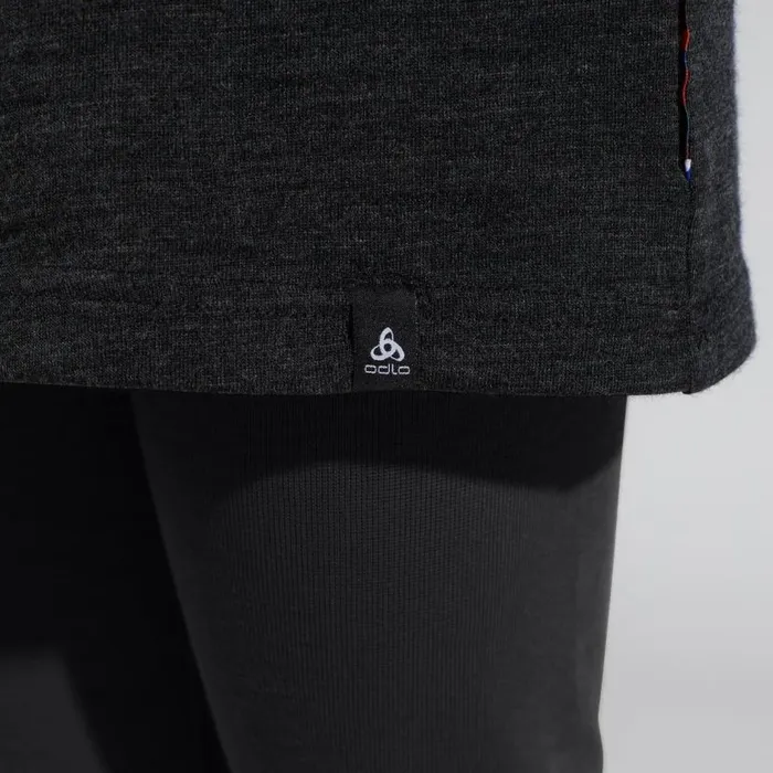 Odlo Mid Layers and Longsleeves The Weact 039 Collection Merino Print Warm Long Sleeve TShirt Dark Grey Melange 8211 Kids
