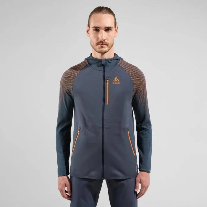 Odlo Mid Layers and Longsleeves The XAlp Performance Knit Hooded Mid Layer India Ink 8211 Oriole 8211 Men Odlo Mid Layers and Longsleeves The XAlp Performance Knit Hooded Mid Layer India Ink 8211 Oriole 8211 Men
