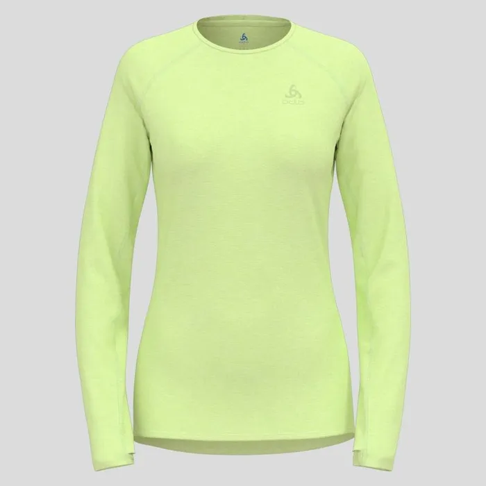 Odlo Mid Layers and Longsleeves The XAlp Performance Wool 115 Trail Running Long Sleeve TShirt Shadow Lime Melange 8211 Women
