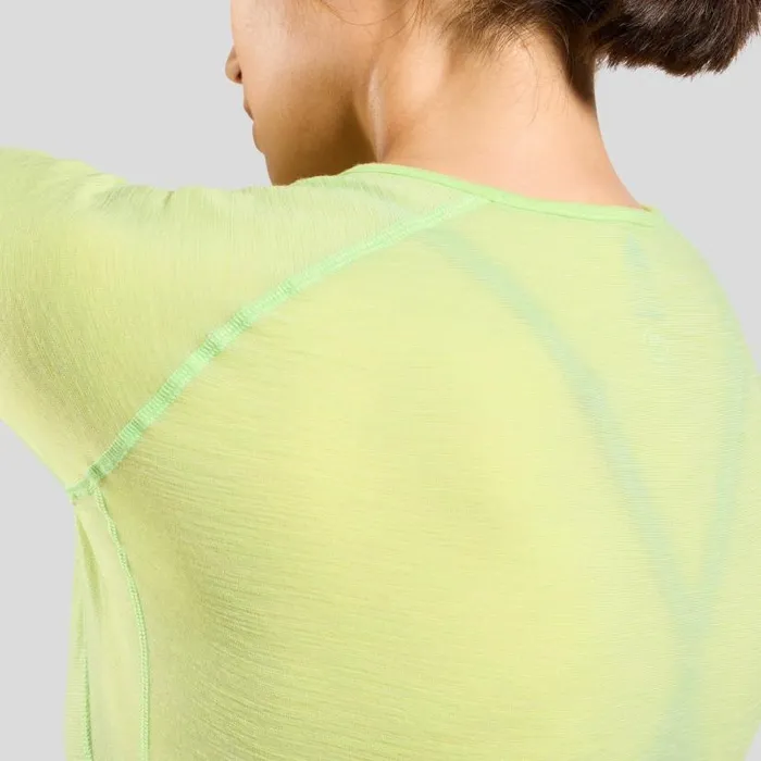 Odlo Mid Layers and Longsleeves The XAlp Performance Wool 115 Trail Running Long Sleeve TShirt Shadow Lime Melange 8211 Women