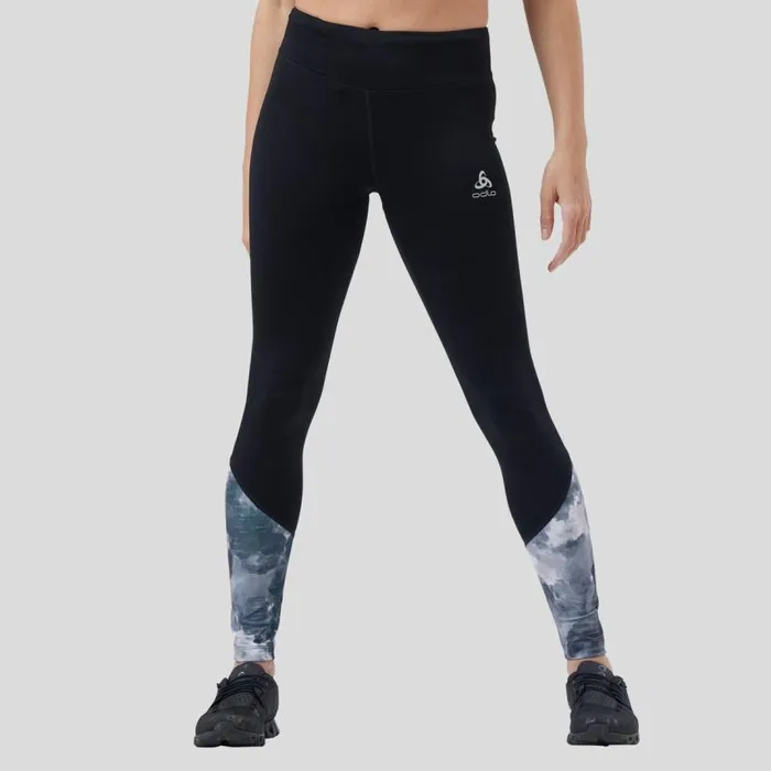 Odlo Pants and Tights The Essentials Print Running And Training Tights Black 8211 Women