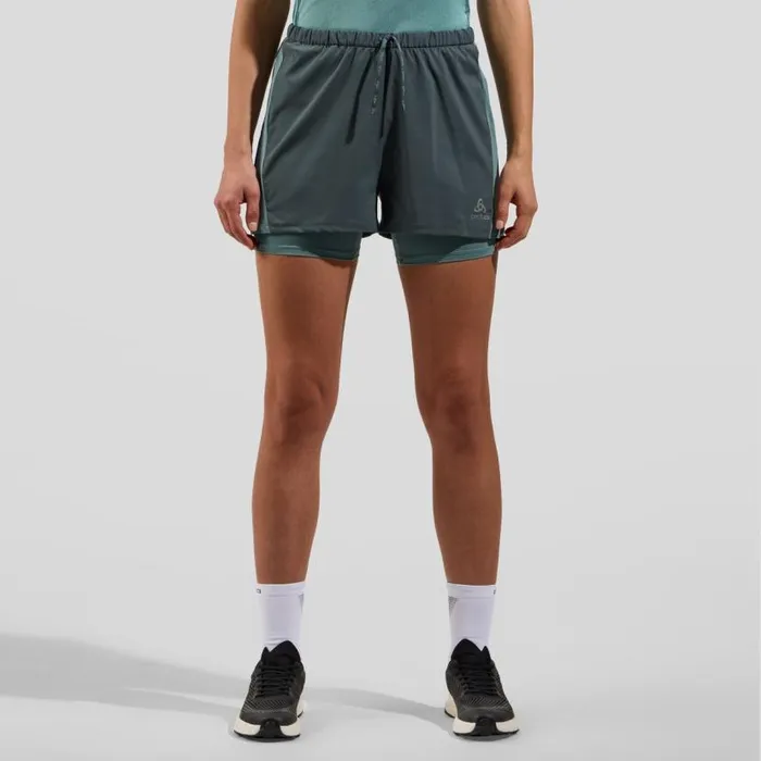Odlo Shorts The Essentials 3 Inch 2In1 Running Shorts Dark Slate 8211 Aqua Haze 8211 Women