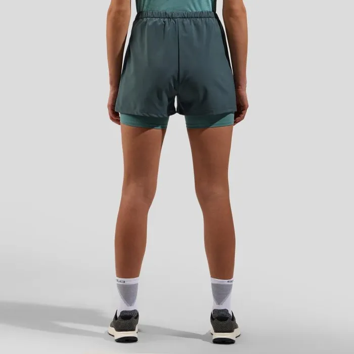 Odlo Shorts The Essentials 3 Inch 2In1 Running Shorts Dark Slate 8211 Aqua Haze 8211 Women