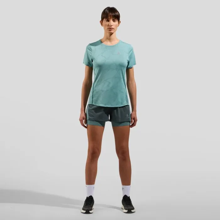 Odlo Shorts The Essentials 3 Inch 2In1 Running Shorts Dark Slate 8211 Aqua Haze 8211 Women