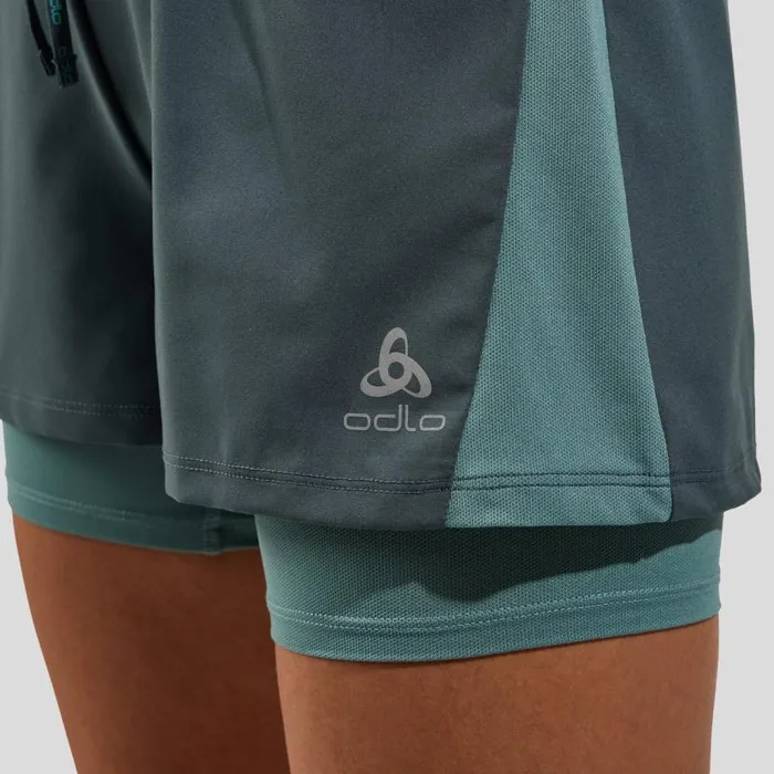 Odlo Shorts The Essentials 3 Inch 2In1 Running Shorts Dark Slate 8211 Aqua Haze 8211 Women