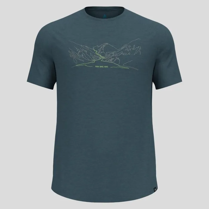 Odlo Tshirts and Polos Ascent Performance Wool 130 Run Bike Hike TShirt Dark Slate Melange 8211 Men