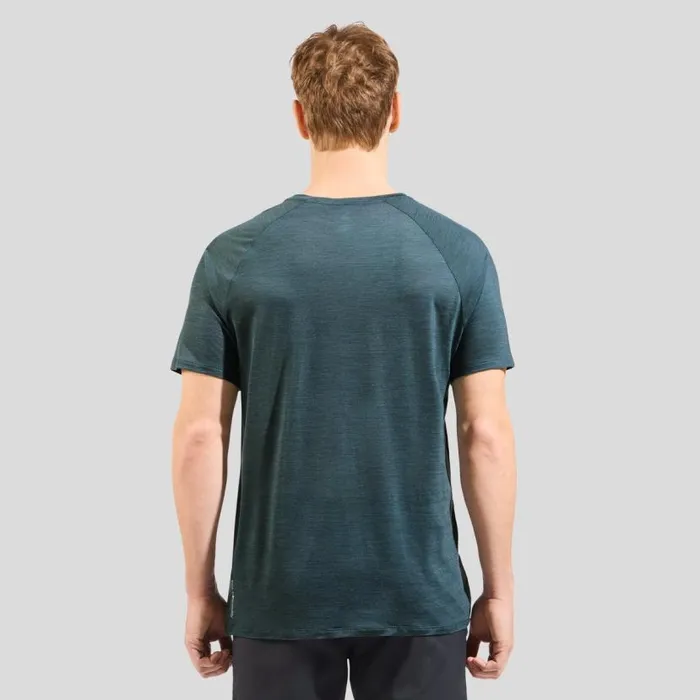 Odlo Tshirts and Polos Ascent Performance Wool 130 Run Bike Hike TShirt Dark Slate Melange 8211 Men