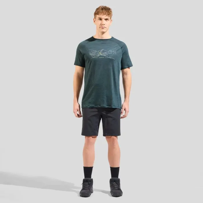 Odlo Tshirts and Polos Ascent Performance Wool 130 Run Bike Hike TShirt Dark Slate Melange 8211 Men