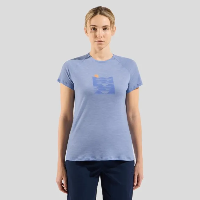 Odlo Tshirts and Polos Ascent Performance Wool 130 Sunset TShirt Blue Heron Melange 8211 Women Odlo Tshirts and Polos Ascent Performance Wool 130 Sunset TShirt Blue Heron Melange 8211 Women