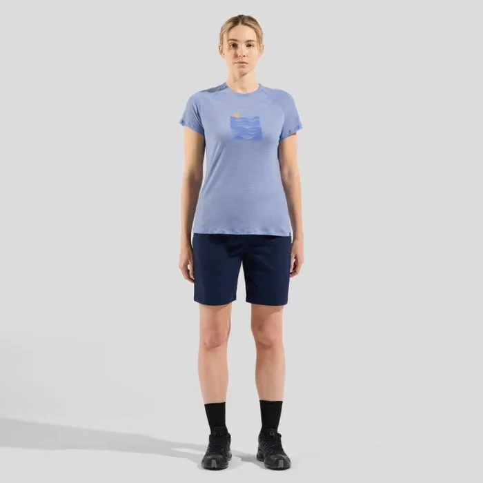 Odlo Tshirts and Polos Ascent Performance Wool 130 Sunset TShirt Blue Heron Melange 8211 Women
