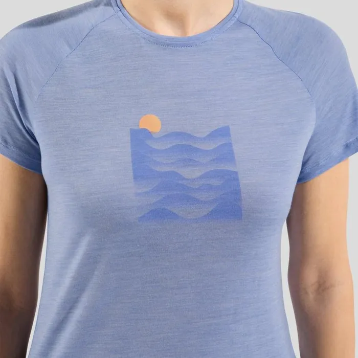 Odlo Tshirts and Polos Ascent Performance Wool 130 Sunset TShirt Blue Heron Melange 8211 Women