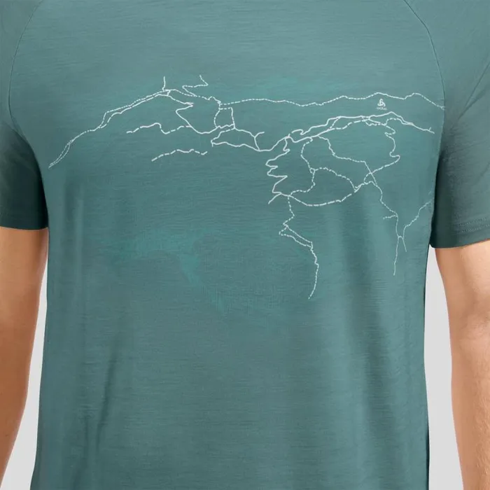 Odlo Tshirts and Polos Ascent Performance Wool 130 Topography TShirt Arctic Melange 8211 Men