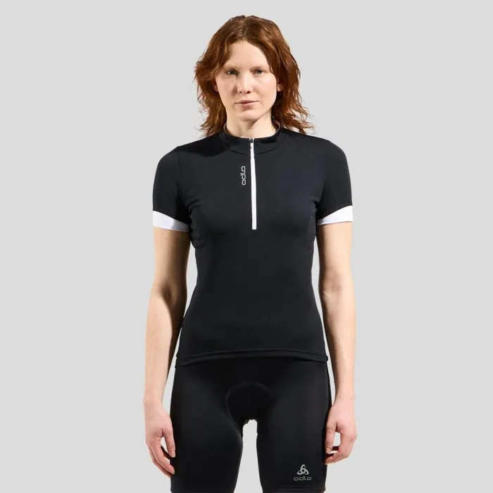 Odlo Tshirts and Polos The Essentials HalfZip Jersey Black 8211 White 8211 Women Odlo Tshirts and Polos The Essentials HalfZip Jersey Black 8211 White 8211 Women