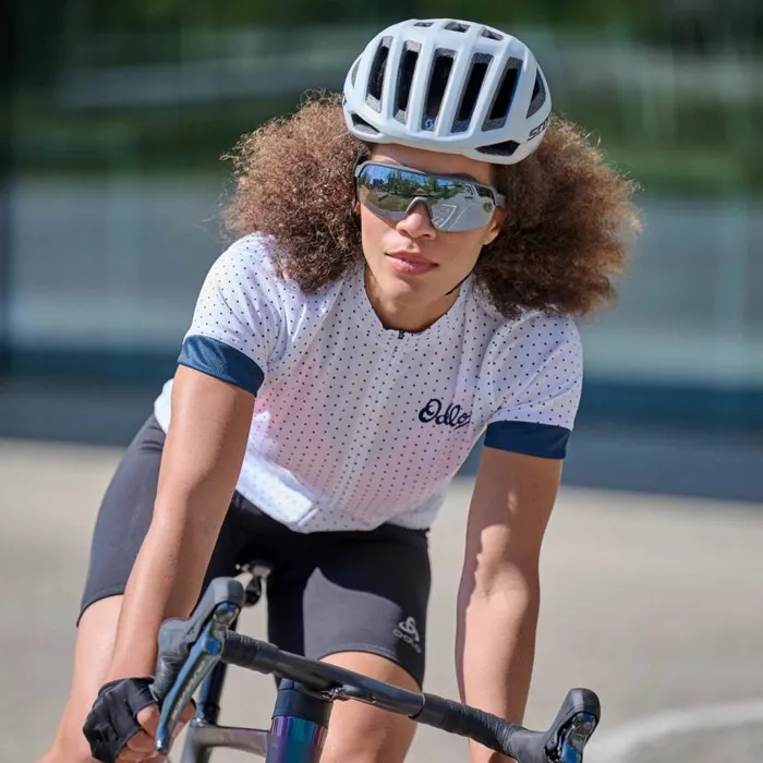 Odlo Tshirts and Polos The Essentials Print Jersey White 8211 Blue Wing Teal 8211 Women