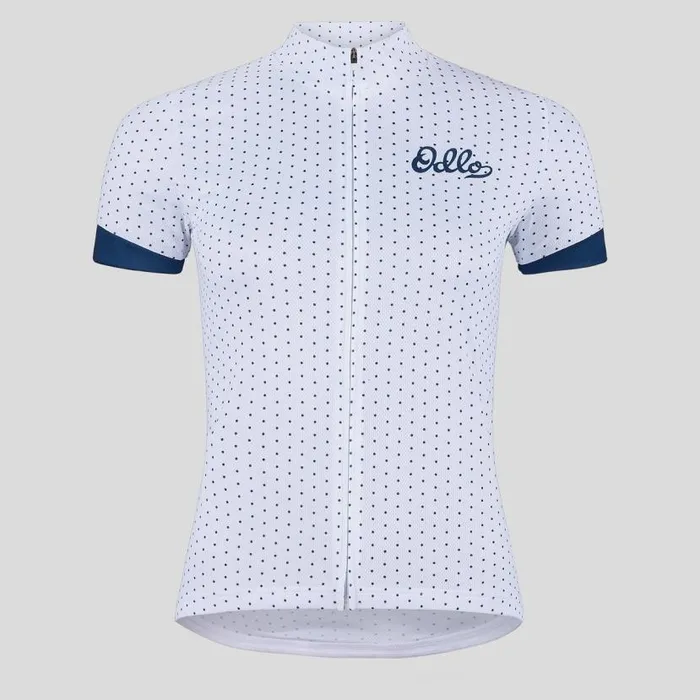 Odlo Tshirts and Polos The Essentials Print Jersey White 8211 Blue Wing Teal 8211 Women