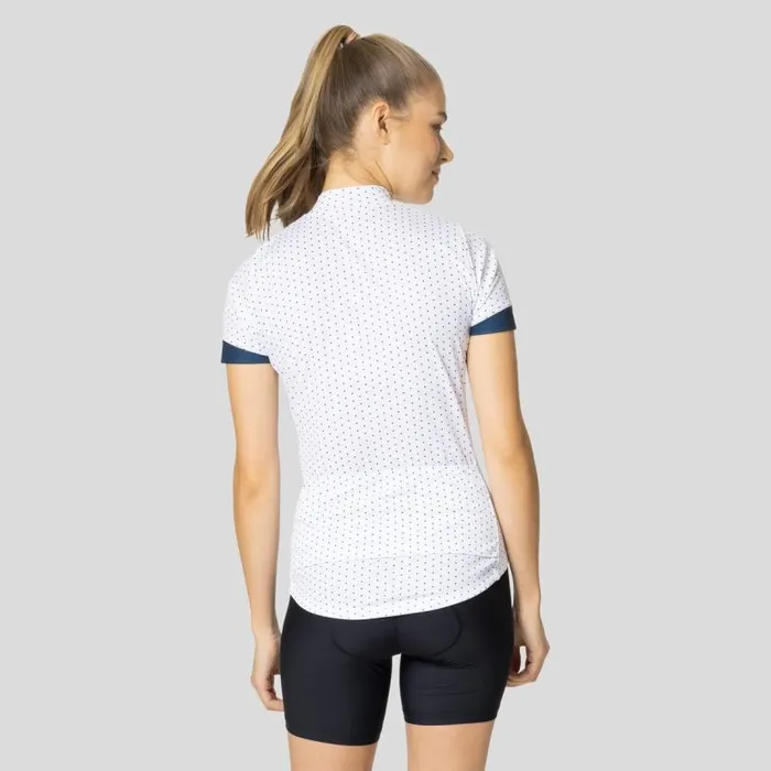 Odlo Tshirts and Polos The Essentials Print Jersey White 8211 Blue Wing Teal 8211 Women