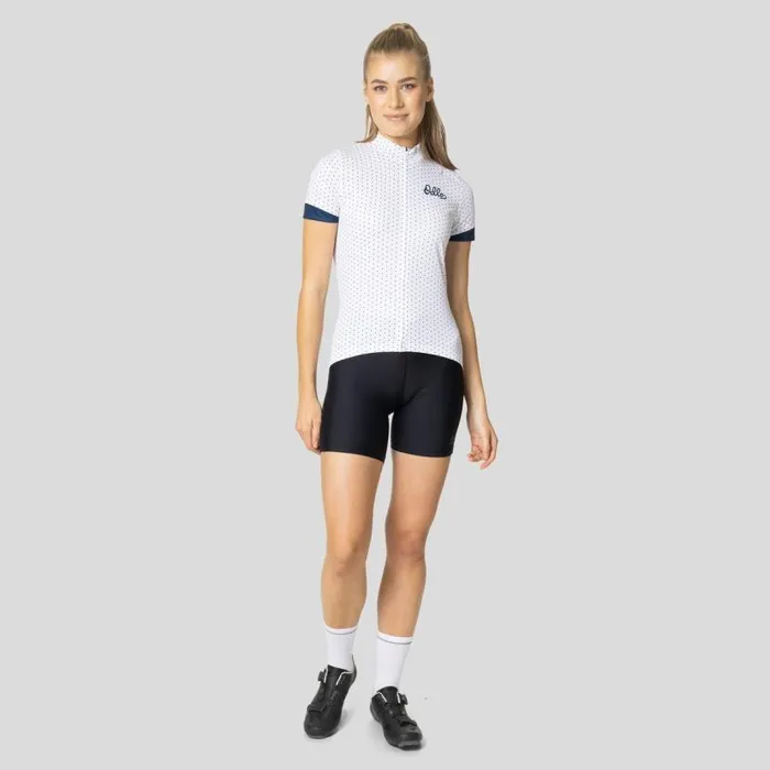 Odlo Tshirts and Polos The Essentials Print Jersey White 8211 Blue Wing Teal 8211 Women