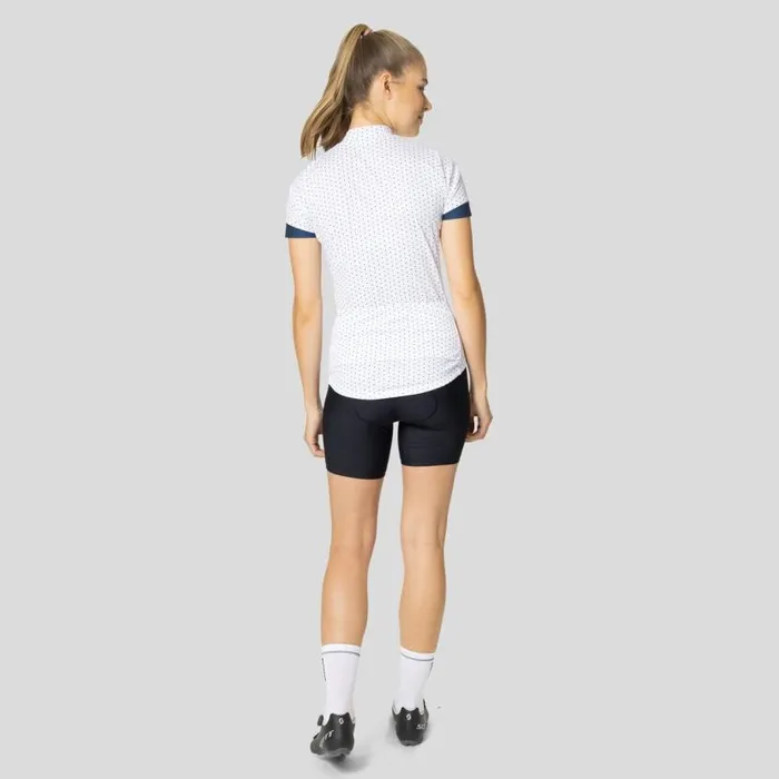 Odlo Tshirts and Polos The Essentials Print Jersey White 8211 Blue Wing Teal 8211 Women
