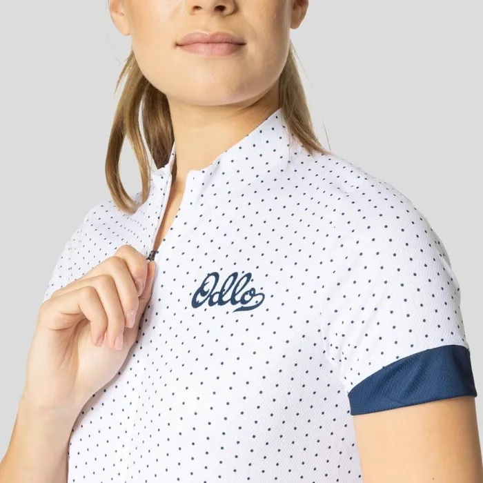 Odlo Tshirts and Polos The Essentials Print Jersey White 8211 Blue Wing Teal 8211 Women