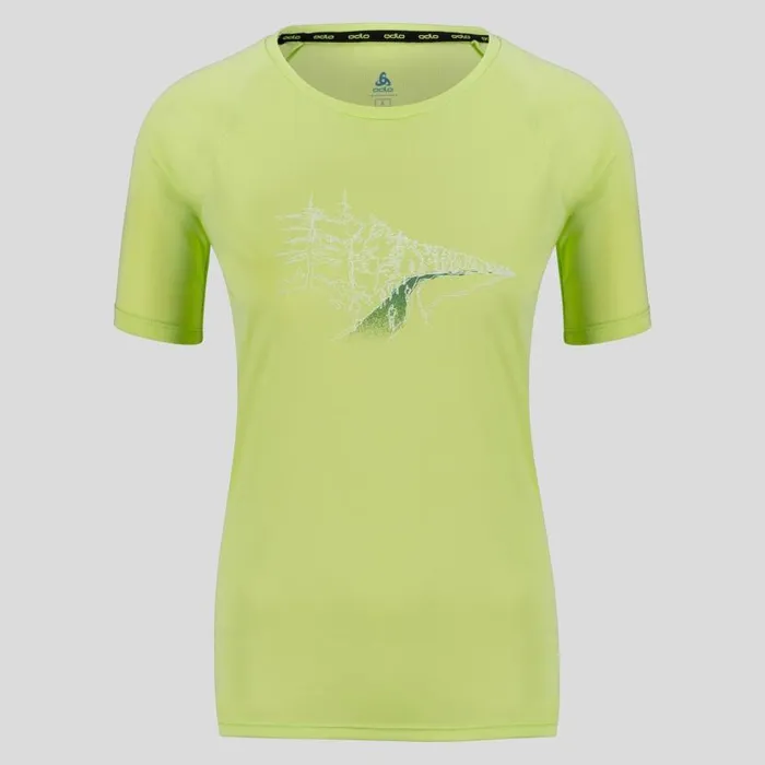 Odlo Tshirts and Polos The Essentials Print Running TShirt Sharp Green 8211 Women