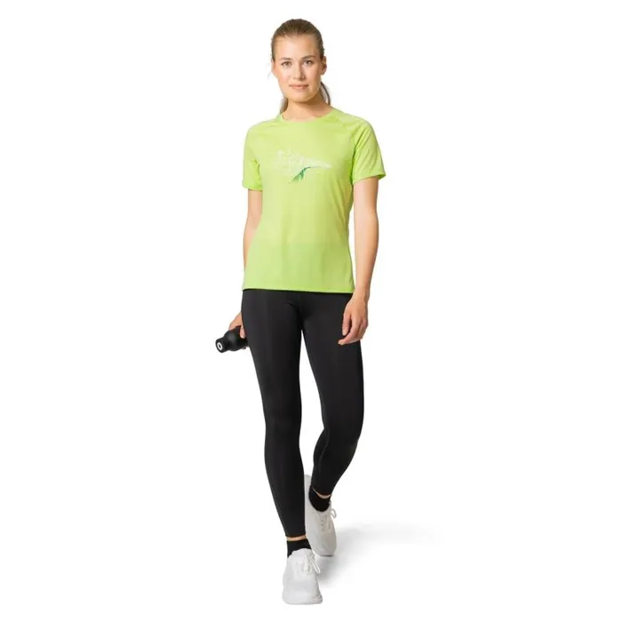 Odlo Tshirts and Polos The Essentials Print Running TShirt Sharp Green 8211 Women