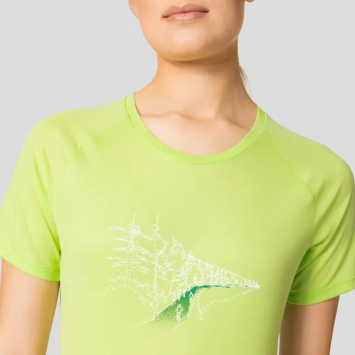 Odlo Tshirts and Polos The Essentials Print Running TShirt Sharp Green 8211 Women