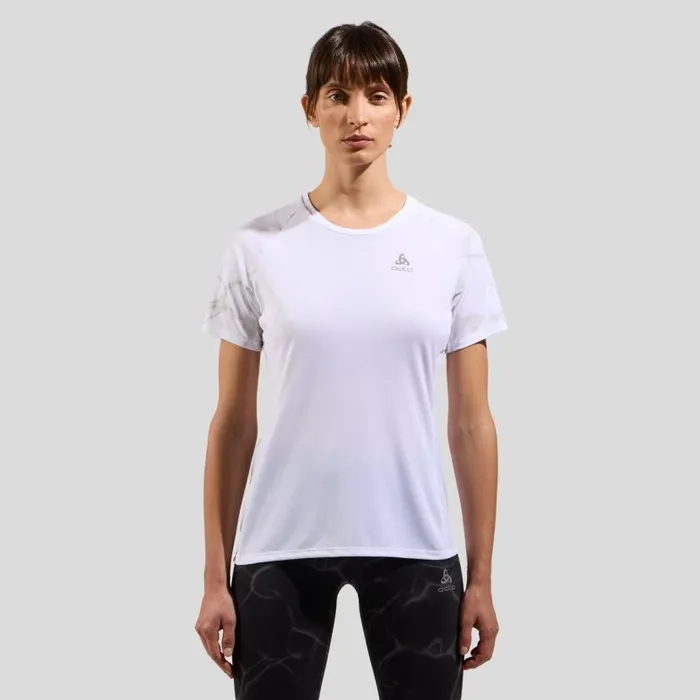 Odlo Tshirts and Polos The Essentials Print Running TShirt White 8211 Women