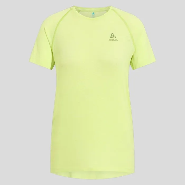 Odlo Tshirts and Polos The Essentials Seamless Running TShirt Shadow Lime Melange 8211 Women