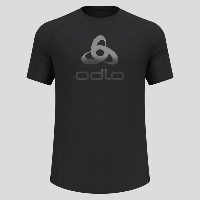 Odlo Tshirts and Polos The Ride 365 Performance Wool 130 Logo TShirt Black Melange 8211 Men