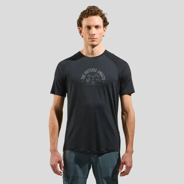 Odlo Tshirts and Polos The Ride 365 Performance Wool 130 Print TShirt Black Melange 8211 Men Odlo Tshirts and Polos The Ride 365 Performance Wool 130 Print TShirt Black Melange 8211 Men