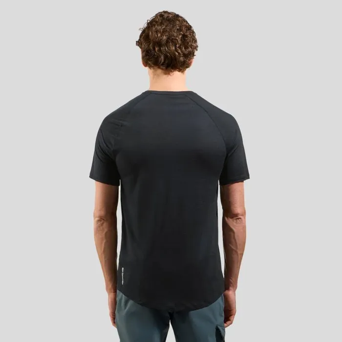 Odlo Tshirts and Polos The Ride 365 Performance Wool 130 Print TShirt Black Melange 8211 Men