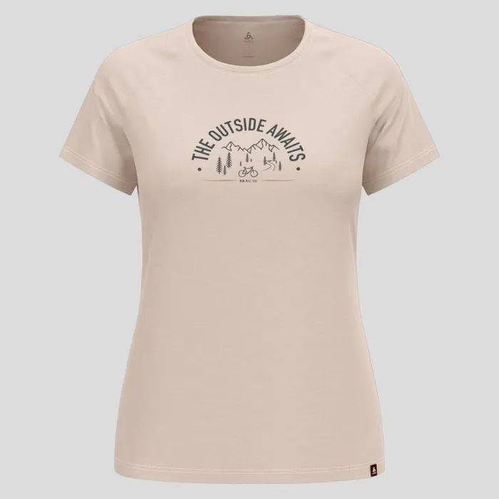 Odlo Tshirts and Polos The Ride 365 Performance Wool 130 Print TShirt Silver Cloud Melange 8211 Women