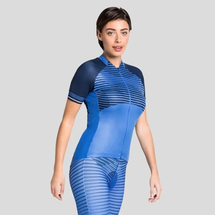 Odlo Tshirts and Polos The Zeroweight Ceramicool Short Sleeve Cycling Jersey Amparo Blue 8211 Diving Navy 8211 Women Odlo Tshirts and Polos The Zeroweight Ceramicool Short Sleeve Cycling Jersey Amparo Blue 8211 Diving Navy 8211 Women