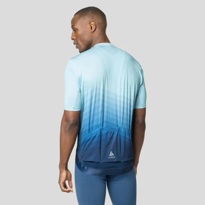 Odlo Tshirts and Polos The Zeroweight ChillTec Aero Print Jersey Porcelain 8211 Blue Wing Teal 8211 Men