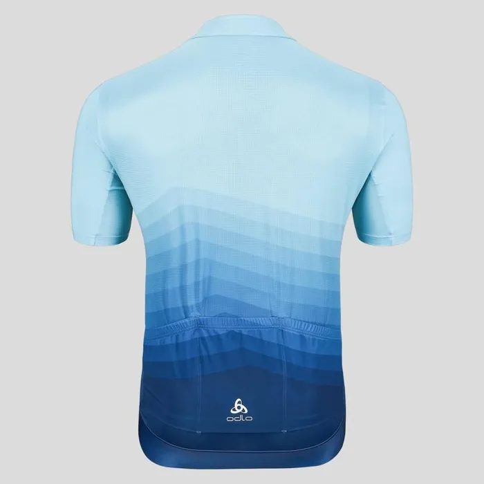 Odlo Tshirts and Polos The Zeroweight ChillTec Aero Print Jersey Porcelain 8211 Blue Wing Teal 8211 Men