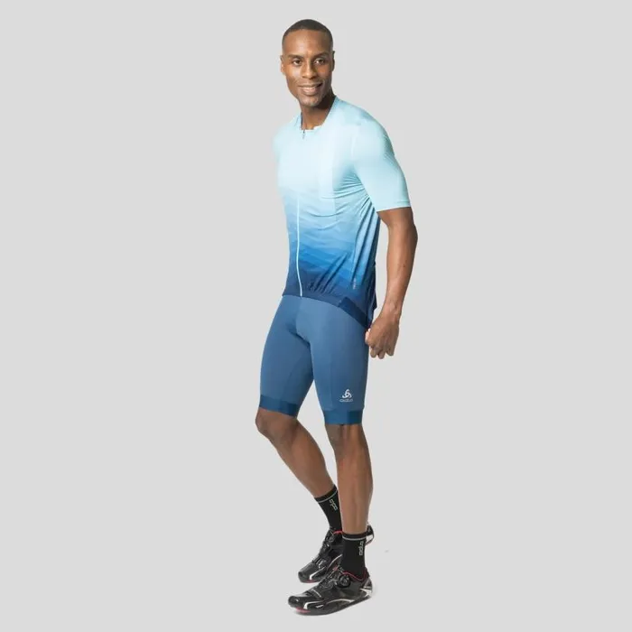 Odlo Tshirts and Polos The Zeroweight ChillTec Aero Print Jersey Porcelain 8211 Blue Wing Teal 8211 Men