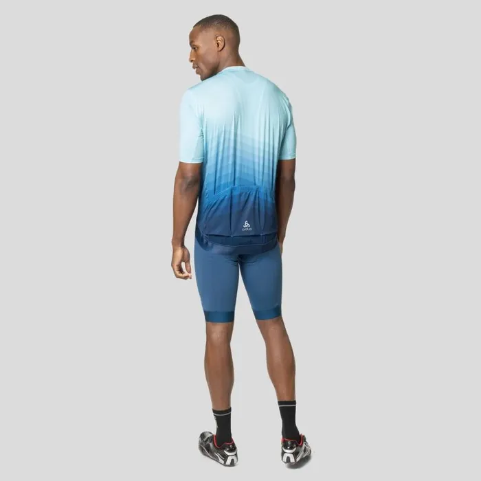 Odlo Tshirts and Polos The Zeroweight ChillTec Aero Print Jersey Porcelain 8211 Blue Wing Teal 8211 Men